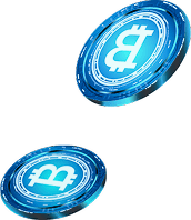 仮想通貨コインが浮遊している3Dアイコン