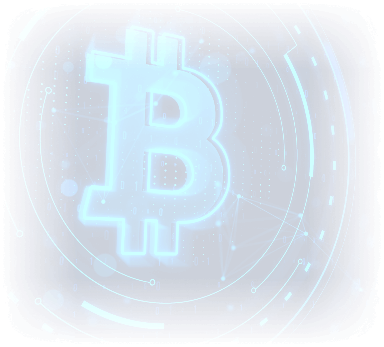 ビットコインを象徴する青いデジタルコインのイメージ