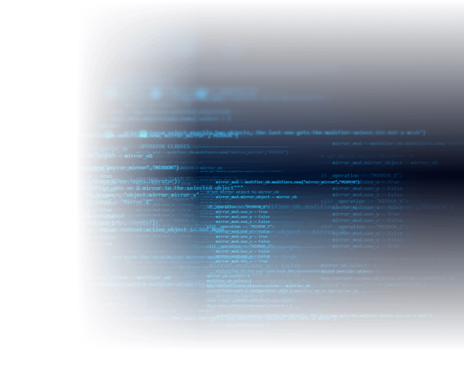 青いコードが流れる未来的な背景イメージ